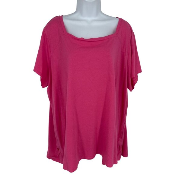 LOGO Lori Goldstein Womens Pink Scoop Neck Short Sleeve Top 2X - Picture 1 of 9